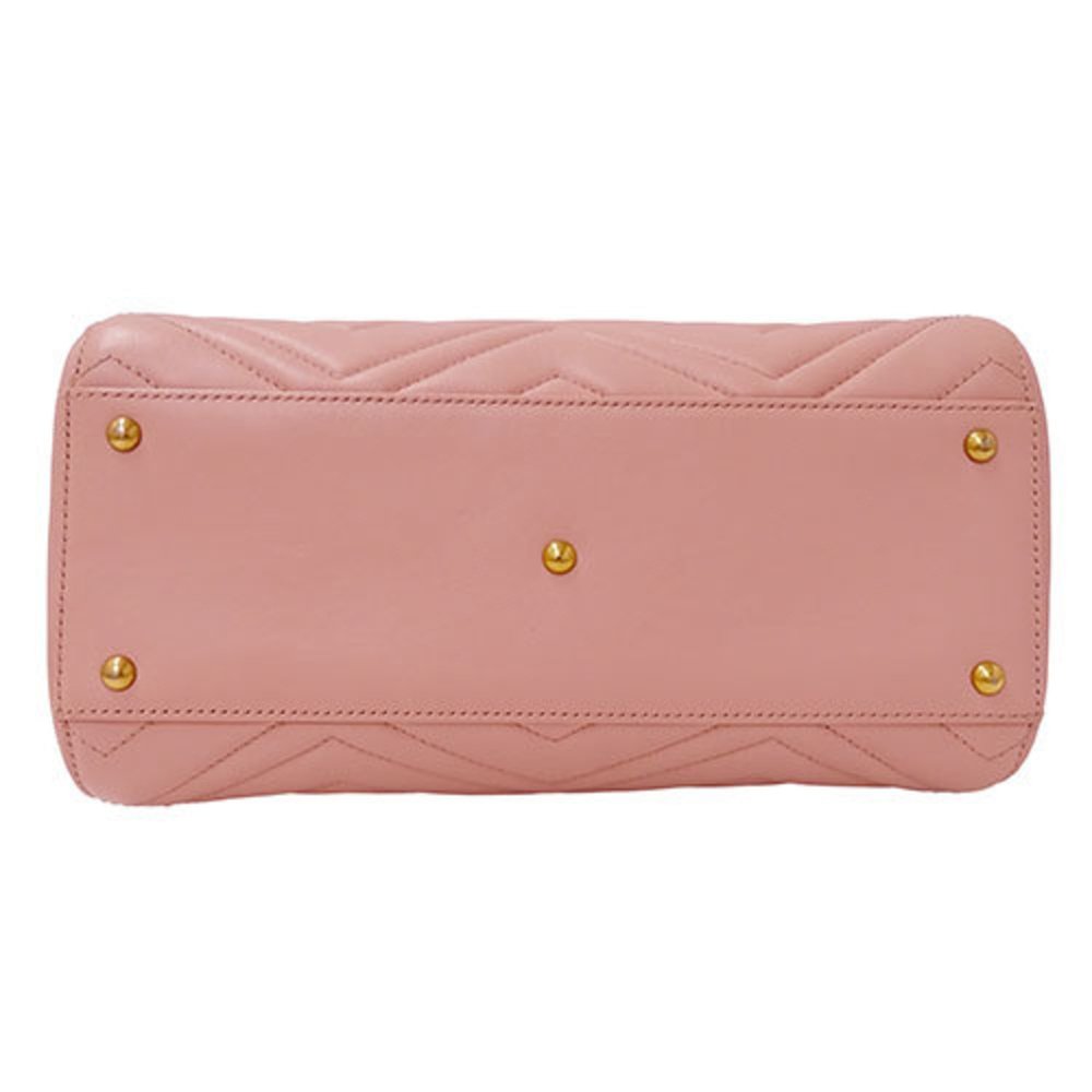 GUCCI Bag Women's Handbag Shoulder 2way Leather GG Marmont Pink 448054 Quilted - Picture 4 of 16